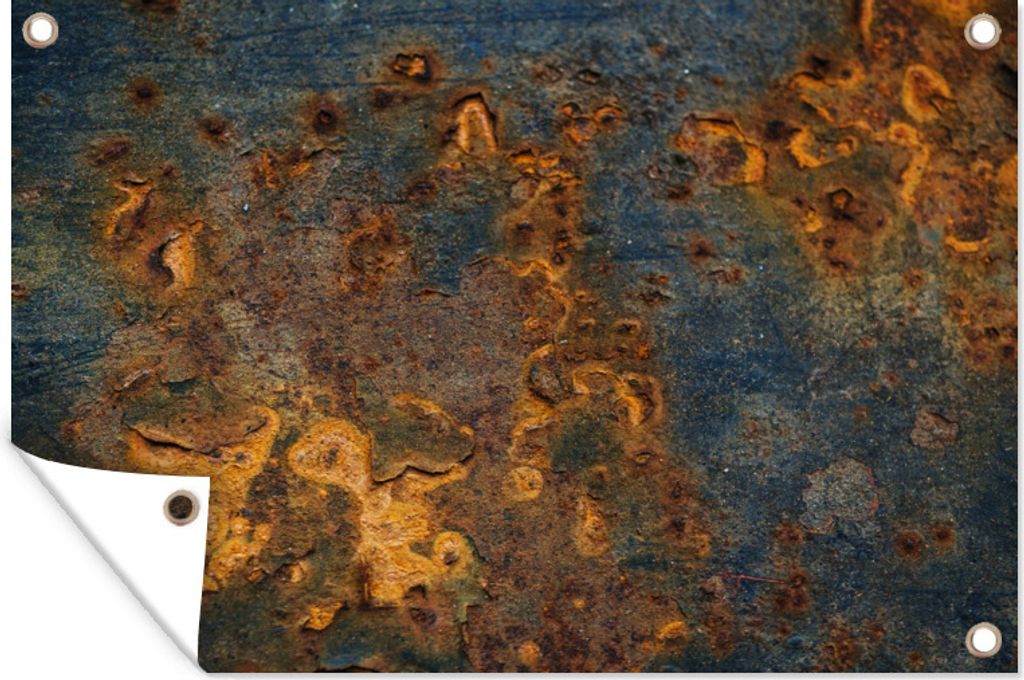 MuchoWow 90x60 cm Outdoor-Poster Gartendeko Sichtschutz Garten Poster für den Garten Gold - Rost - Stahl