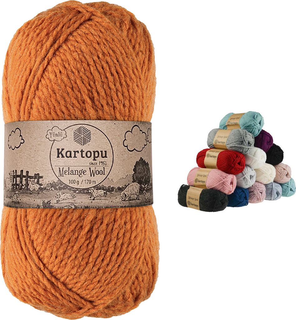 100g Strickgarn Melange Wool Strick-Wolle Garn Häkelgarn Wolle Farbwahl