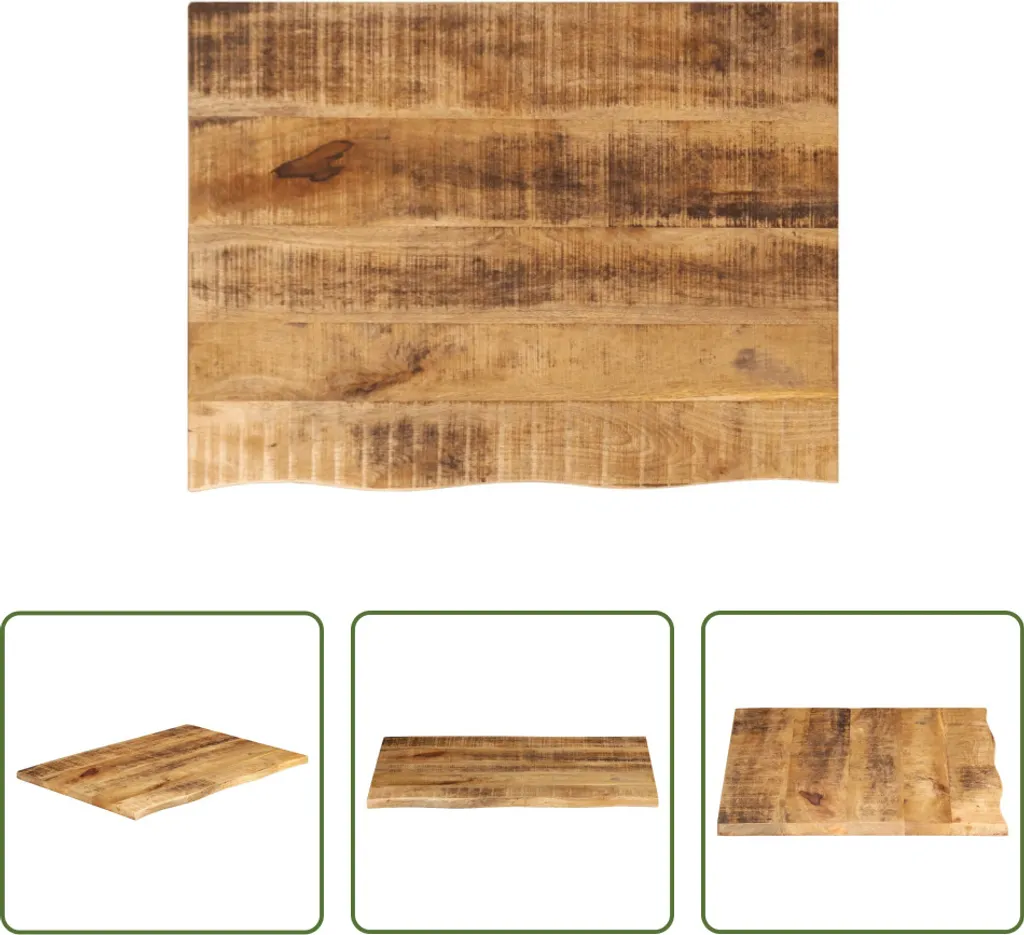 The Living Store Piano Tavolo Legno Mango 80x60 Bordo Vivo Grezzo