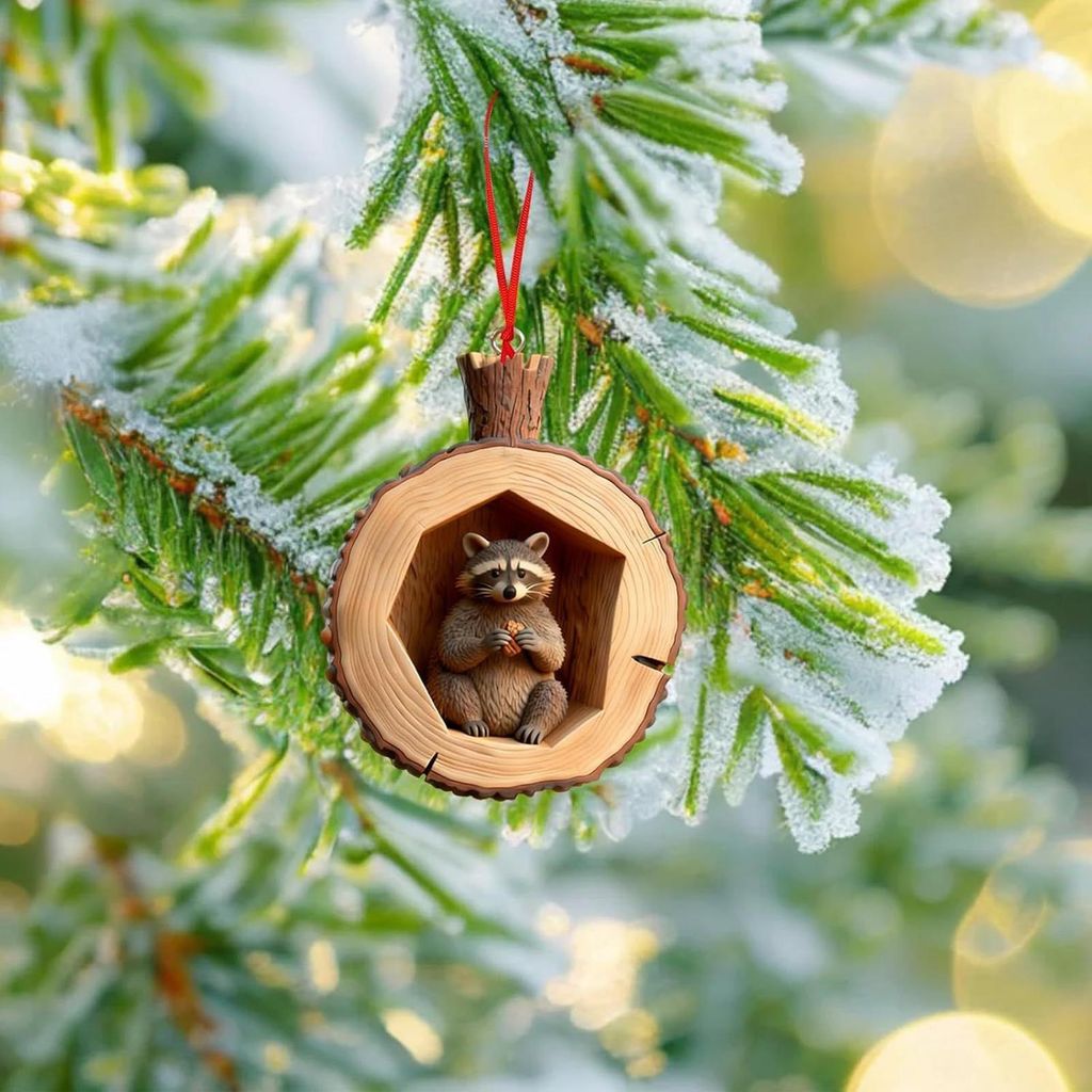 2 Stück 2D Acryl Waldtier Eichel Ornamente, Weihnachtskegel Tier Hängenden Ornament Geschenk