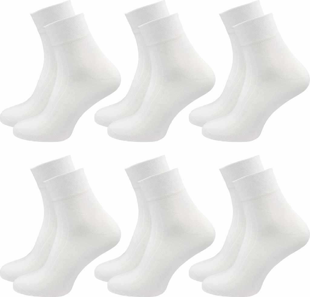 Gawilo Wellness Socken ohne Gummi & ohne Naht | kurzer Schaft | Damen (6 Paar), Weiss / 39 - 42