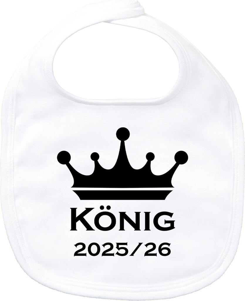 Huuraa Baby Lätzchen König 2025/26 Schützenkönig White Klettverschluss Baumwolle Latz Geschenkidee
