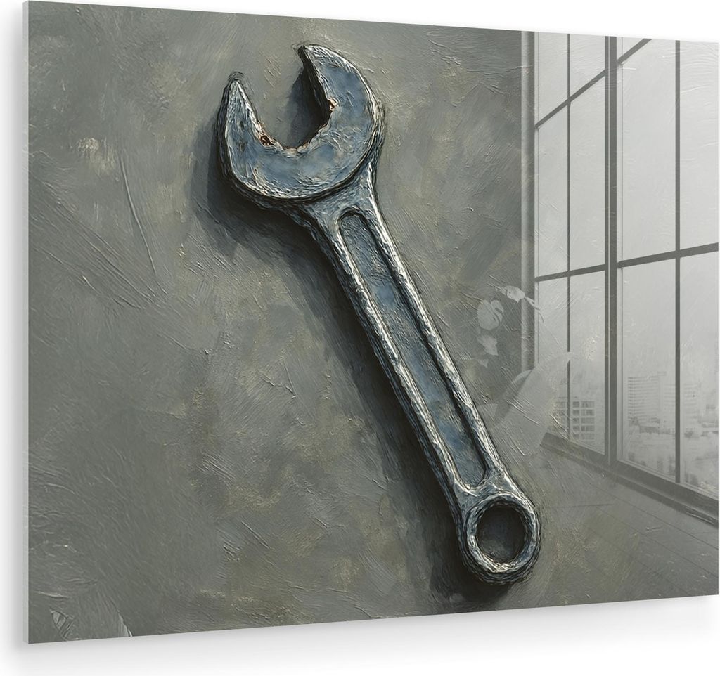 MuchoWow Glasbilder - Bilder auf Wandbild - Foto auf Glas Schraubenschlüssel - Malerei - Werkzeuge - Farbe 40x30 cm Wanddekoration aus Glas - Acry...