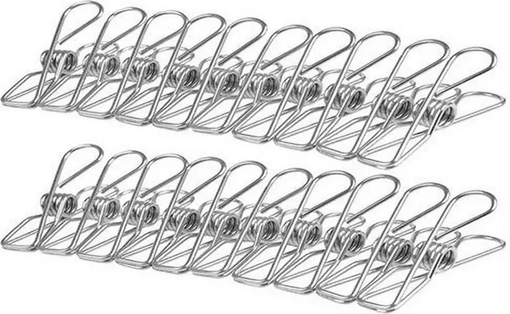 Set 20 Mollette Acciaio Inox Antivento per Bucato e Capi Delicati