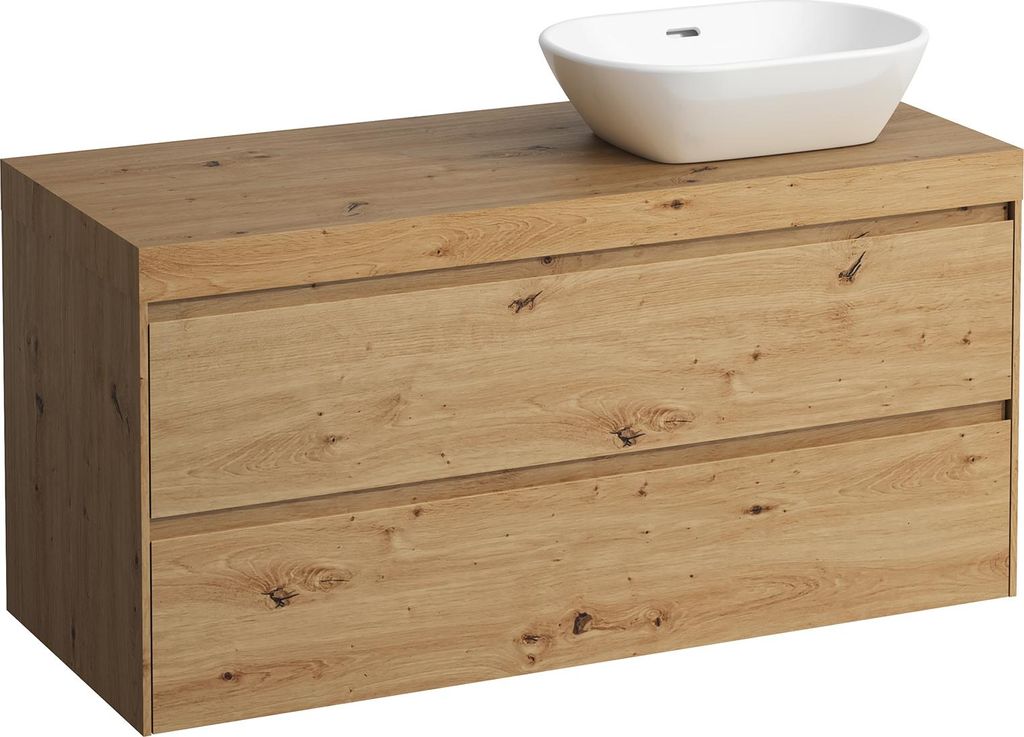 LAUFEN LANI Waschtischplatte wildeiche inklusive Unterschrank, 1 Ausschnitt rechts, 1185x495x580mm, H4065731122671