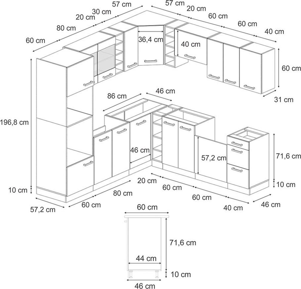 Cucina angolare completa Vicco R-Line Rovere Immagine del prodotto 