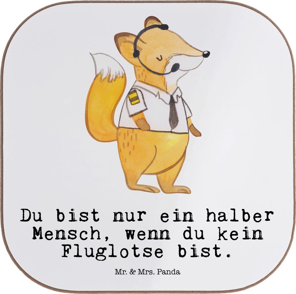 Mr. & Mrs. Panda Getränkeuntersetzer Fluglotse Herz - Weiß Produktbild 