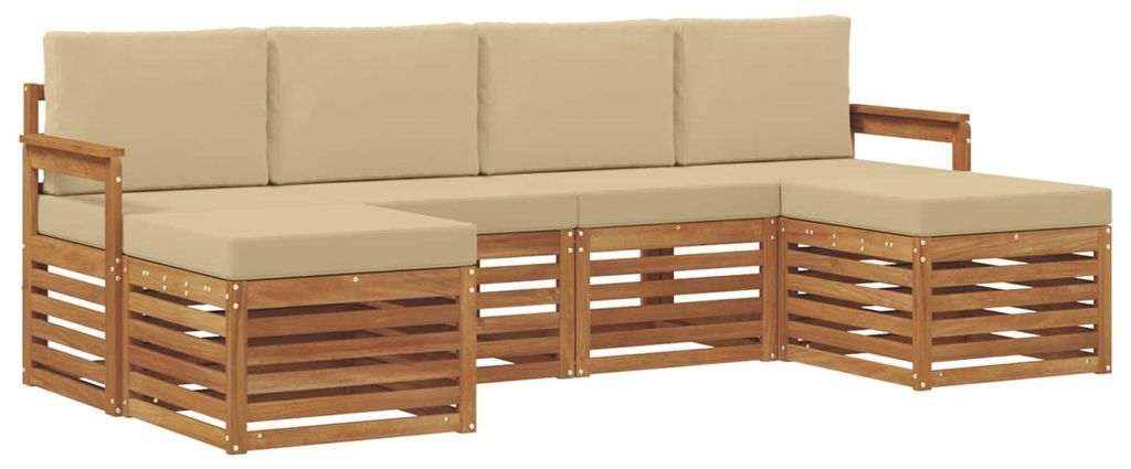 vidaXL Sofagarnituren 6 pcs Natur und Beige Massivholz Akazie