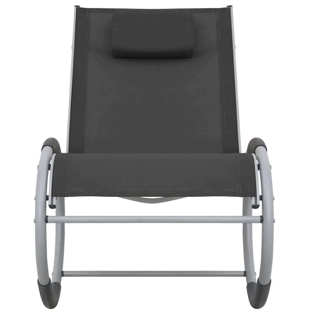 Chaise longue à bascule noir pour une détente optimale au jardin ou balcon