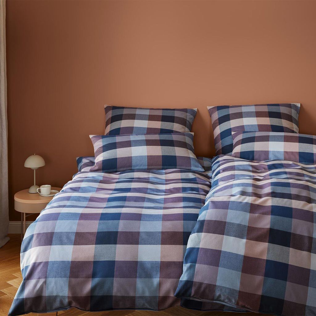 elegante Soft-Flanell-Bettwäsche-Garnitur Hamilton Farbe Mauve-Bleu Größe 140x200+70x90 AL