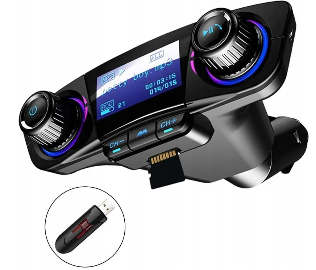 QIKtech T01 trasmettitore FM Bluetooth con caricatore USB PENDRIVE SD 2X - 2