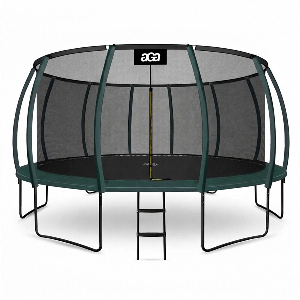 Aga SPORT EXCLUSIVE Trampolin 496 cm 16 ft Dunkelgrün, Kindertrampolin, Gartentrampolin mit Sicherheitsnetz + Sicherheitsnetz + Leiter