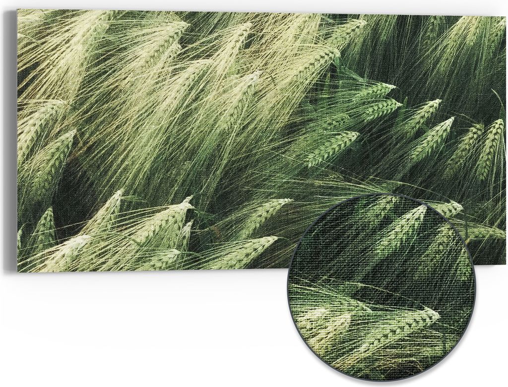 DEQORI Hybrid Leinwand Bild 60x30 cm 'Getreidefeldidylle' Wandbild Glas flach modern
