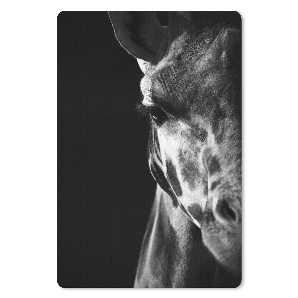 MuchoWow Mauspad Mousepad Tierprofil Giraffe in schwarz und weiß 40x60 cm - Mousepads - Maus Mat - Pad - Mausunterlage - Schreibtisch Accesoire
