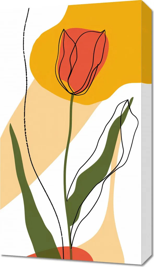 Quadro 40x70 cm Tulipano Ridisegnato - Stampa su Tela per Arredo Moderno