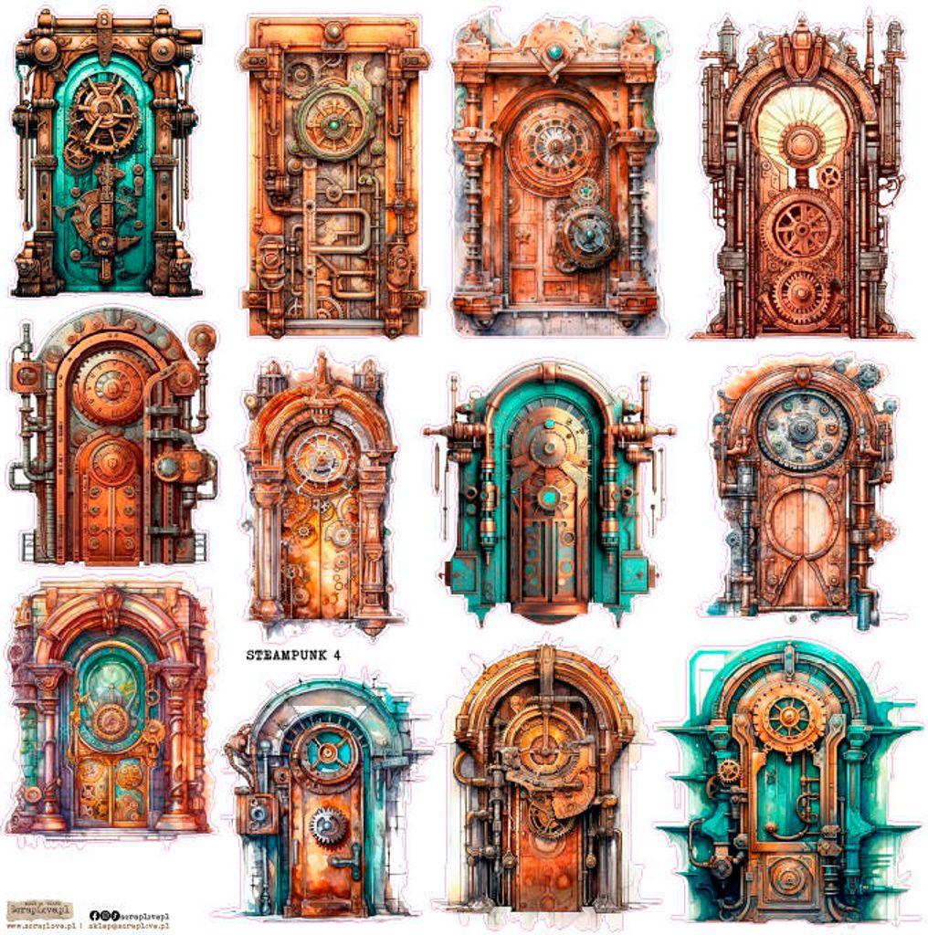 AUFKLEBER - ScrapLove - Steampunk 4 Türen