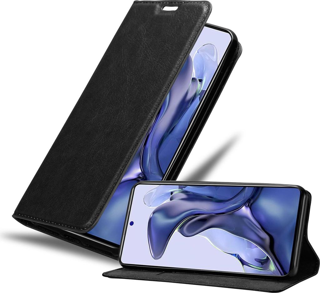 Cadorabo Hülle für Xiaomi 11T / 11T PRO Schutz Hülle in Schwarz Handyhülle Etui Case Cover Magnetverschluss