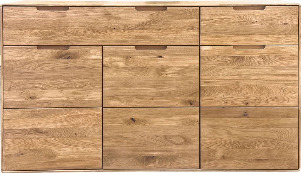 Sideboard >KM-0663< 3 Türen, 2 Schübe, Kernbuche massiv geölt - 149x91x40cm (BxHxT)