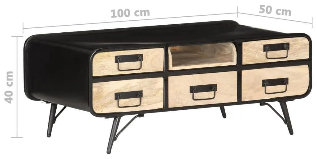 vidaXL Table basse 100x50x40 cm en bois de manguier massif robuste