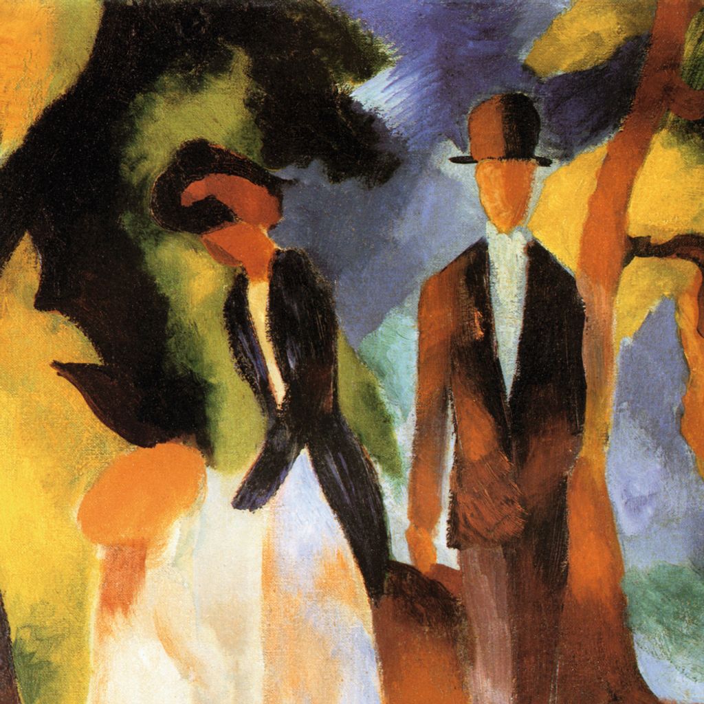 August Macke Kunstdruck Bild - Leute Am Blauen See, 1913, Detail (70 x 70 cm)