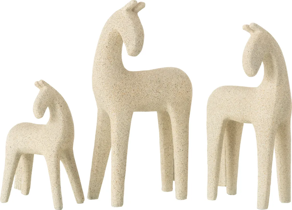 Ensemble 3 chevaux J-Line en résine beige au design moderne épuré