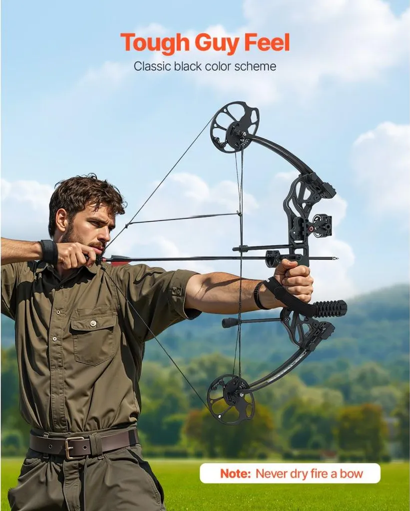 Arc à poulies de précision 320fps noir avec son kit de flèches complet