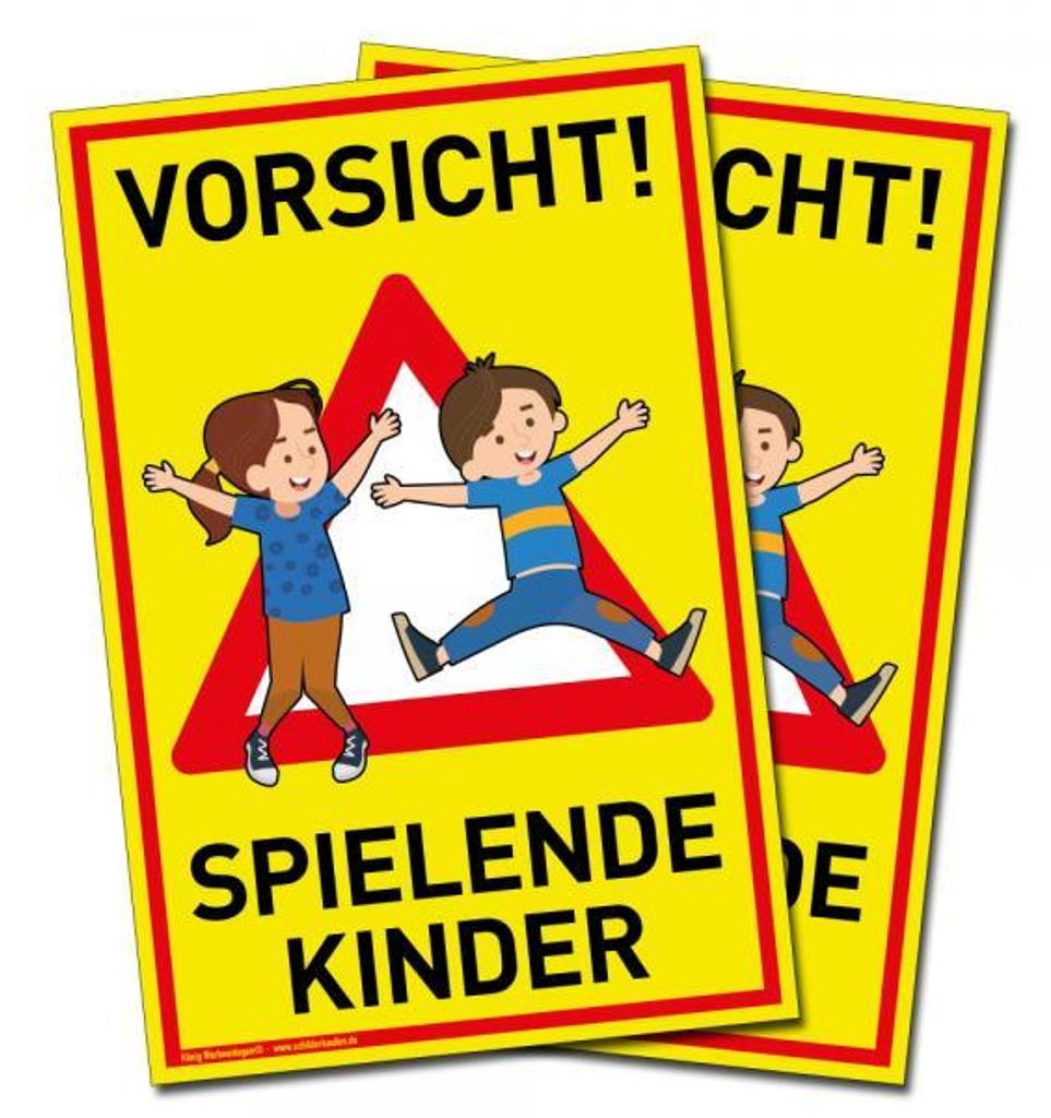 2 Schilder Vorsicht! Spielende Kinder | PVC 20 x 30 cm | Produktbild 