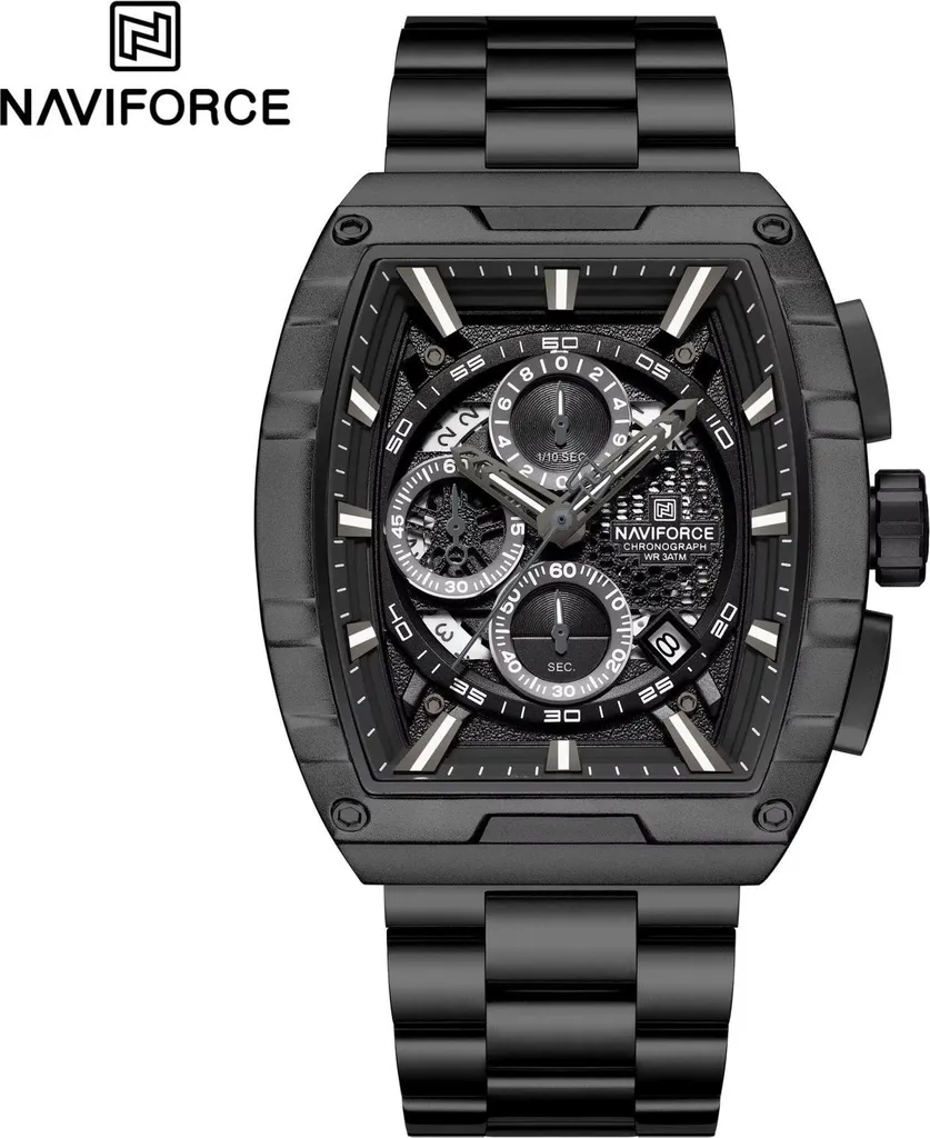 Montre NAVIFORCE TN-38586 : Élégance Sportive en Noir Absolu pour Homme