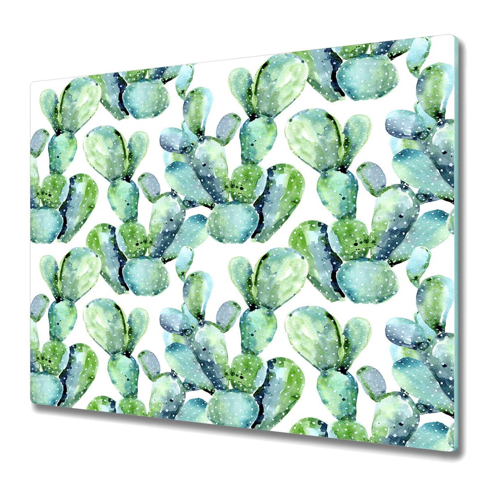 Küchenteller - Schneidebrett Glas - Herdabdeckung - Aquarell Kaktus