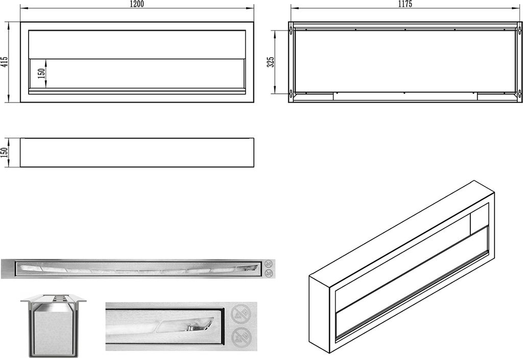 ethanol kamin S-Line BOX 120cm mit Bioethanol, schwarz mit Produktbild 13