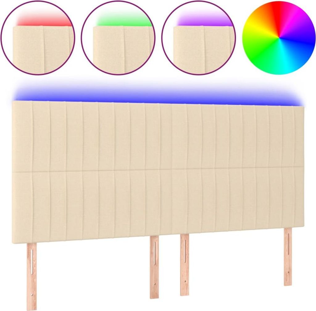 vidaXL LED Kopfteil Creme 200x5x118/128 cm Stoff
