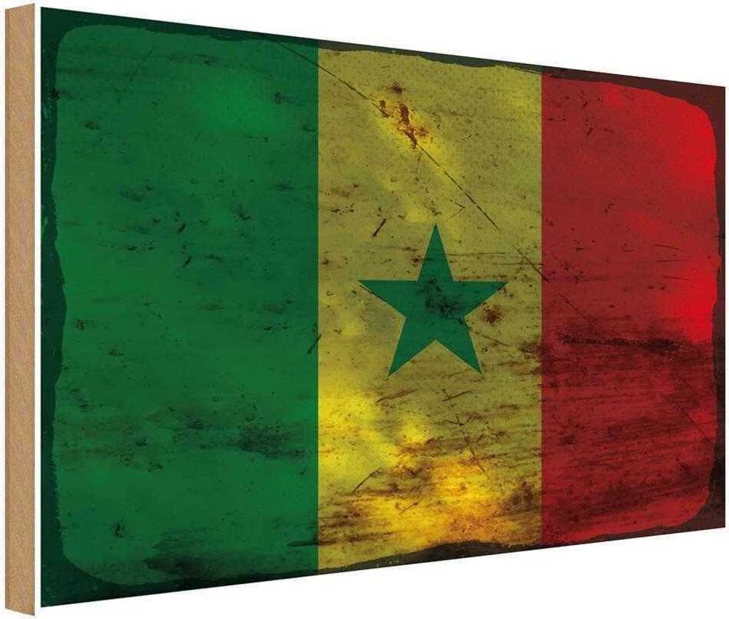 vianmo Holzschild 12x18 cm Senegal Rost Flagge Fahne Wappen