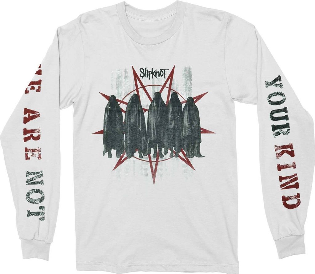 Slipknot - "Shrouded Group" T-Shirt für Herren/Damen Uni Langärmlig RO484 (XXL) (Weiß)