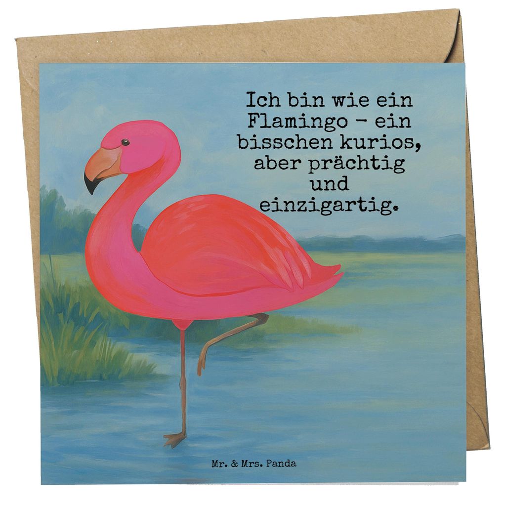 Mr. & Mrs. Panda Glückwunschkarte Flamingo Classic Design - Weiß - Geschenk, Prächtig, anlasskarte, faltkarte, Ich, Sohn, Einzigartig, Stolz, Gr...