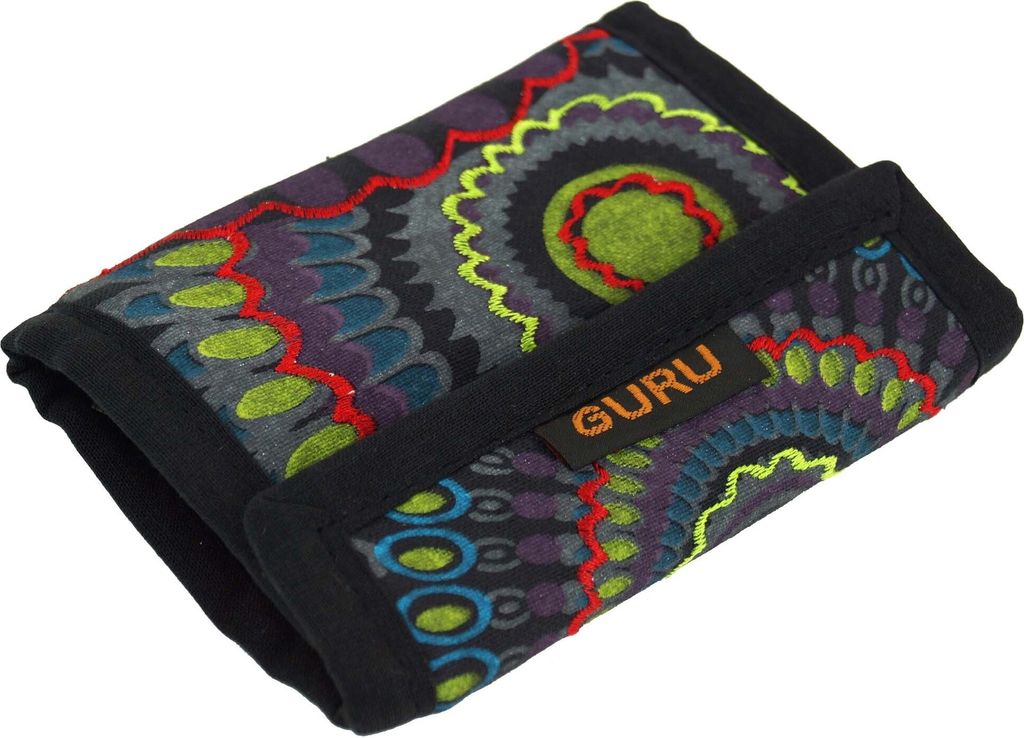 Besticktes Portemonnaie Retro, Ethno, Boho Geldbeutel - Grau, Uni - Erwachsene, Schwarz, Baumwolle, 10*14*1,5 cm, Portemonnaies