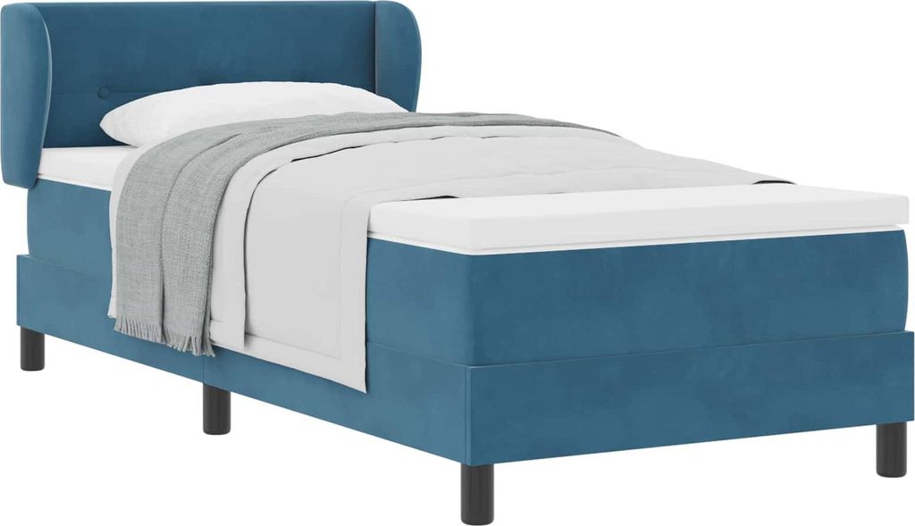 Boxspringbett mit Matratze Dunkelblau 100 x 200 cm Samt