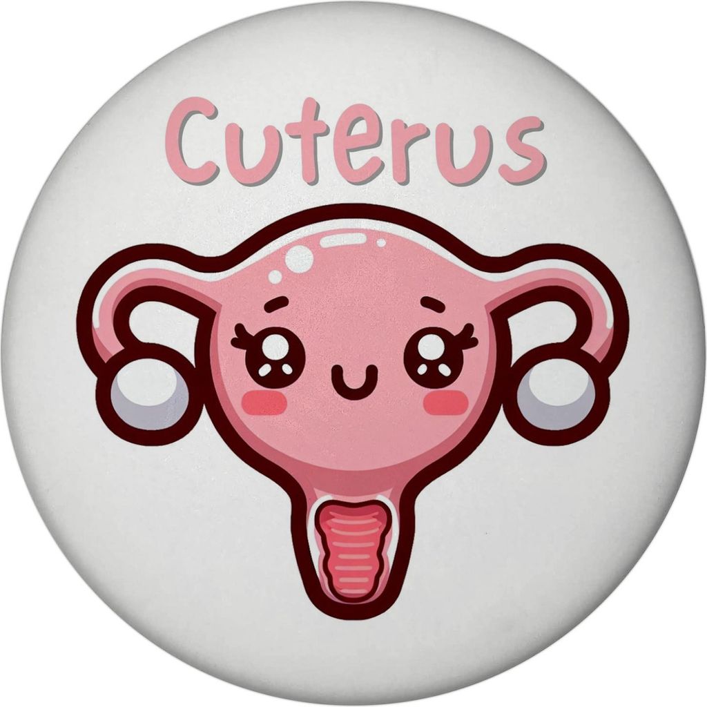 Gebärmutter Kawaii Magnet mit Flaschenöffner rund mit Spruch Cuterus