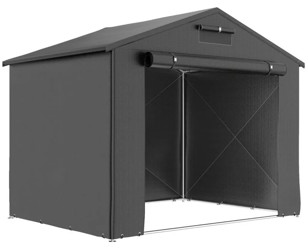 Garage souple imperméable avec fenêtre d'aération et porte à zip grise