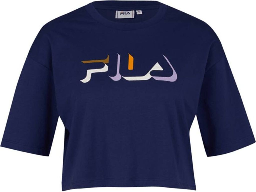 FILA Damen T-Shirt BOITUVA - Cropped Tee, Crewneck, Rundhals, Kurzarm, Logo Blau XL