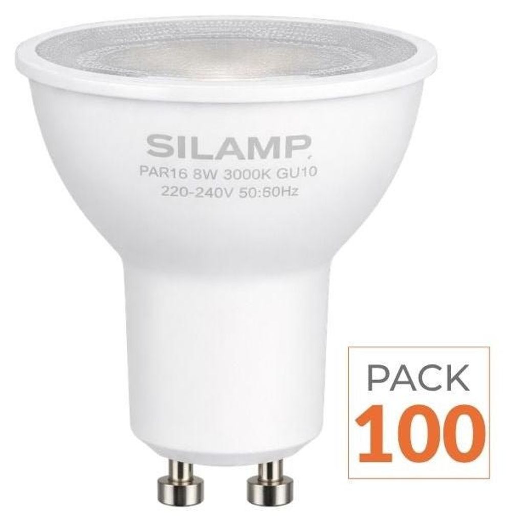 100er-Pack – Dimmbare LED-Glühbirne GU10, 8 W, 220 V, SMD2835, PAR16, 60° – Kaltweiß 6000 K – 8000 K