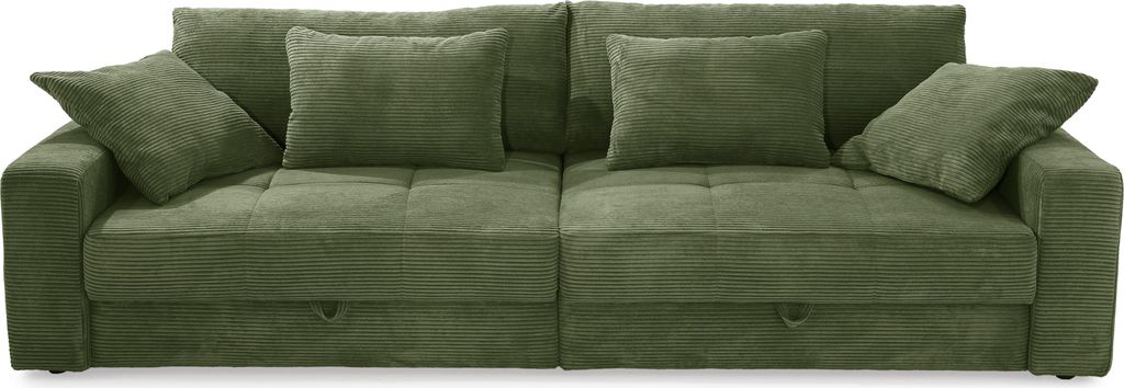 Big-Sofa 284 cm breit Wellenunterfederung Lounge-Couch Stauraum Cord Grün / 15262
