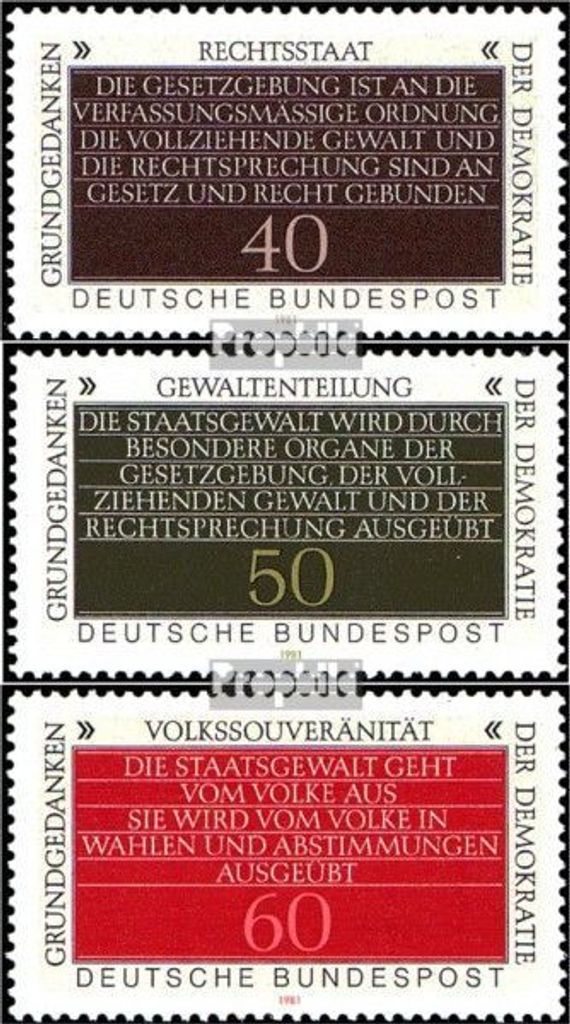 Briefmarken BRD (BR.Deutschland) 1981 Mi 1105-1107 (kompl.Ausgabe) postfrisch Grundgedanken der Demokratie (I)