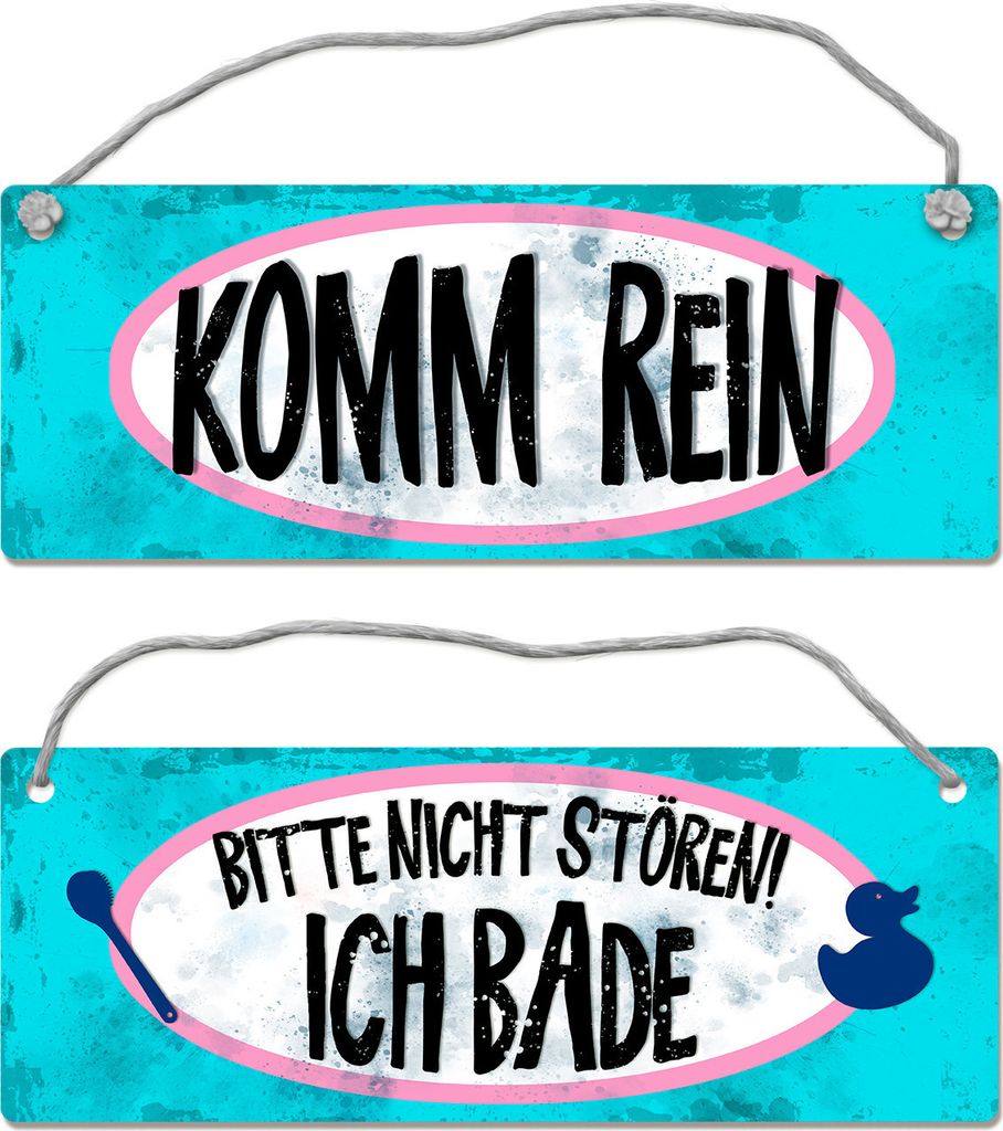 Bitte nicht stören - ich bade Wendeschild mit Kordel Schild Türschild Dangler