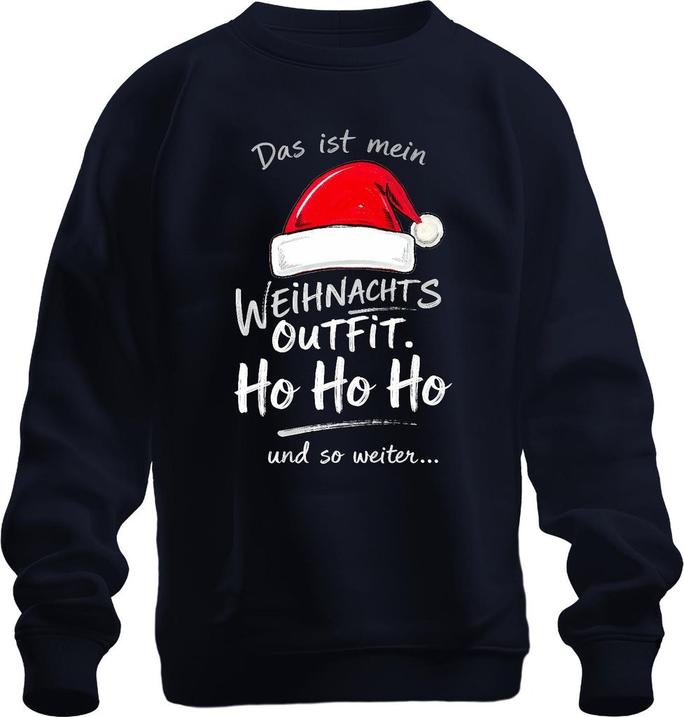 Das ist mein Weihnachts Outfit Ho Ho Ho Weihnachtsmütze Nikolaus Uni Sweatshirt Pullover, Navy, 3XL