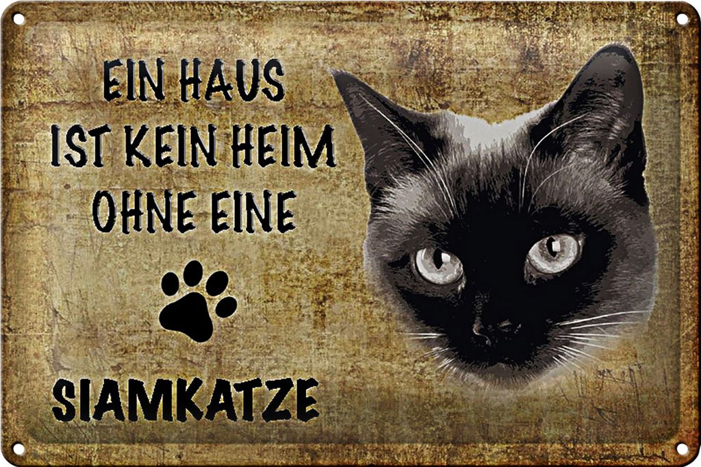 Blechschild Spruch 18x12cm Siamkatze Katze ohne kein Heim