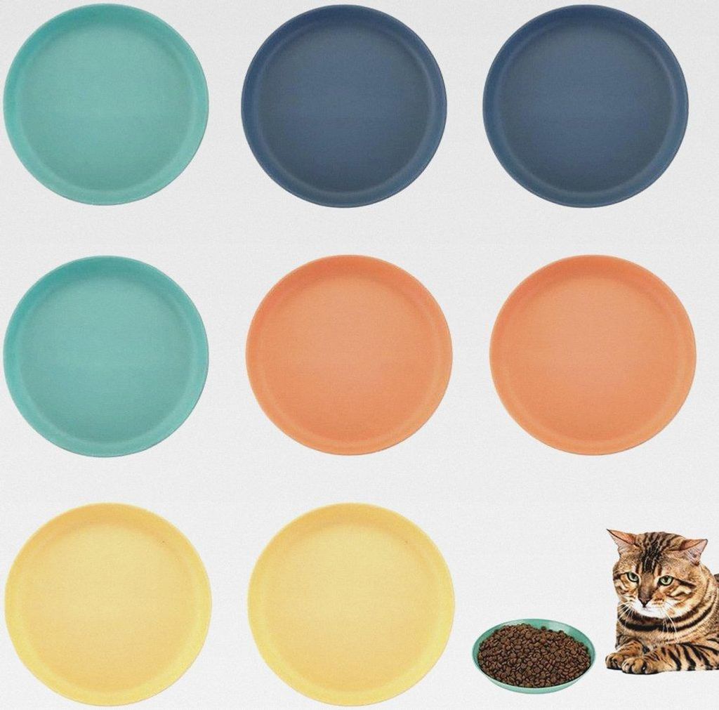 8 Stück Futternapf für Katzen, Katzennapf Futternapf Katze Runden, Katzenschüssel für Trockenfutter und Nassfutter, 4 Farben Katzenfutter Schü...