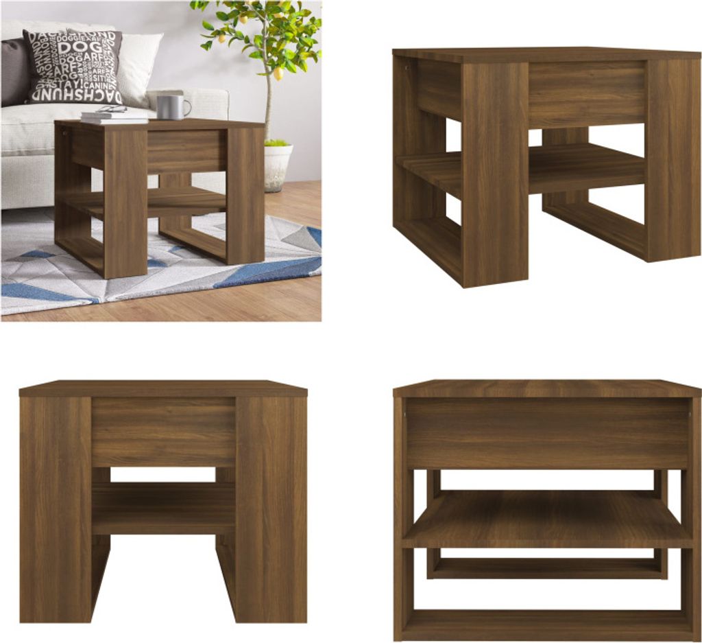 vidaXL Couchtisch Braun Eiche 55,5x55x45 cm Holzwerkstoff - Couchtisch - Couchtische - Wohnzimmertisch - Sofatisch