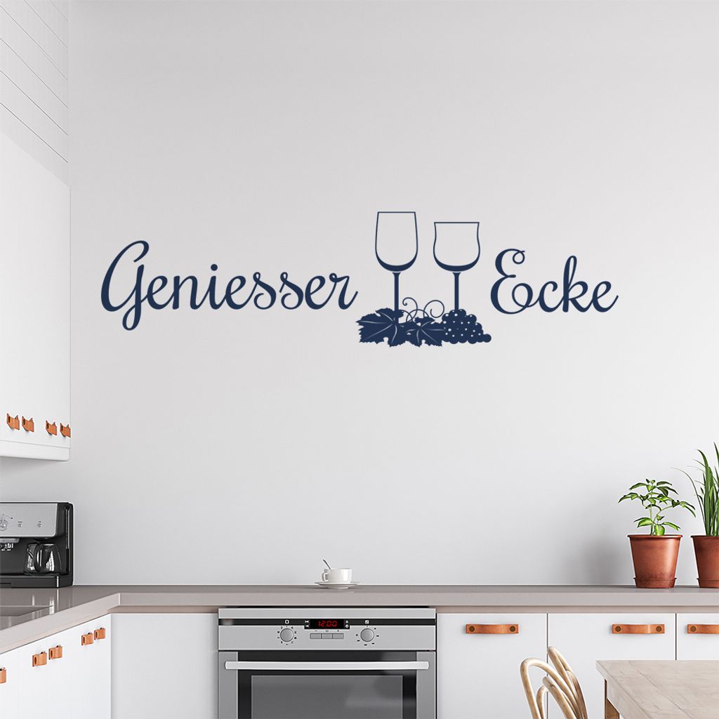 Geniesser Ecke Gläser Wandtattoo in 6 Größen - Wandaufkleber Wall Sticker - Dekoration, Küche, Wohnzimmer, Schlafzimmer, Badezimmer