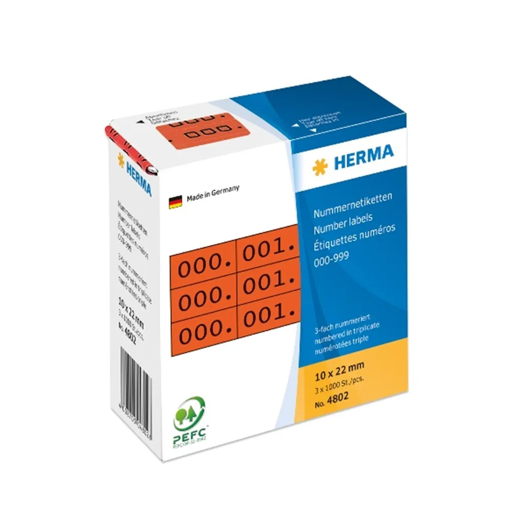 HERMA Nummern-Etiketten 0-999, 10 x 22 mm, schwarz, dreifach