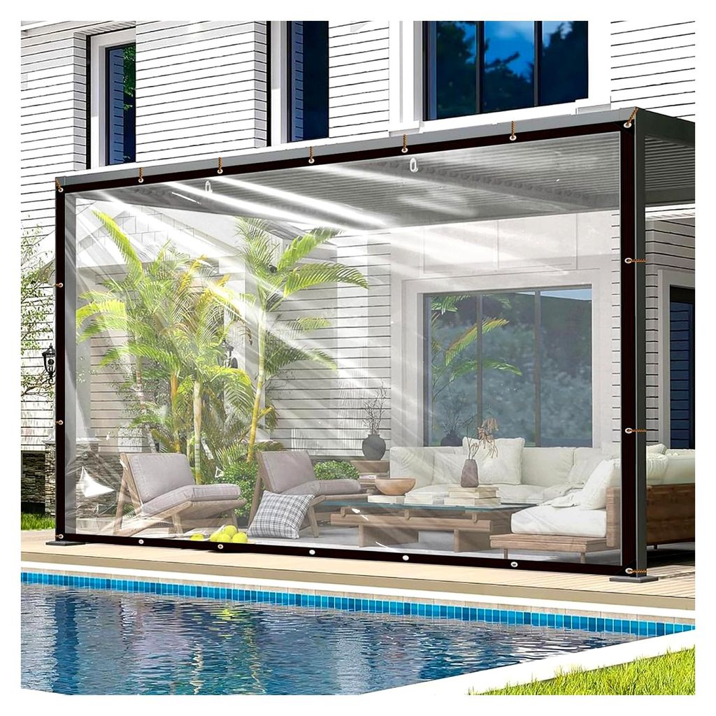 Wasserdichte Plane mit Ösen 2x3 – Transparente Plastikfolie für Regenschutz und Winterisolierung, Folie für Gewächshaus, Garten, Terrasse und...